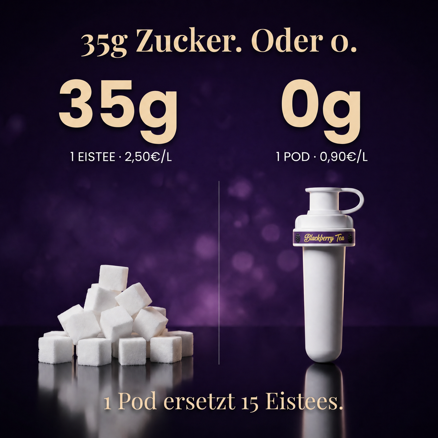 Brombeere Tee Infused — 35g Zucker oder 0g. 1 Pod ersetzt 15 Eistees.