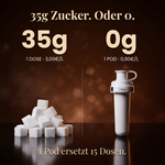 Cola Infused — 35g Zucker oder 0g. 1 Pod ersetzt 15 Dosen.