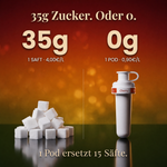 Kirsche Orange Apfel Infused — 35g Zucker oder 0g. 1 Pod ersetzt 15 Säfte.